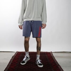 Abercrombie‎ & Fitch Men's Blue Fleece Shorts Logo Print Drawstring Waist Size M